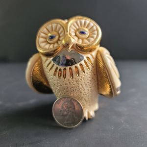 Rinconada Snowy Owl Gold Silver  Accents Figurine De Rosa  Uruguay Limited Ed.